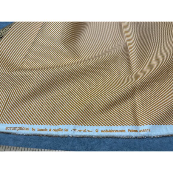 Orange & White Striped Cotton Quilting Fabric By Bonnie & Camille For Moda 24" x - Picture 5 of 8